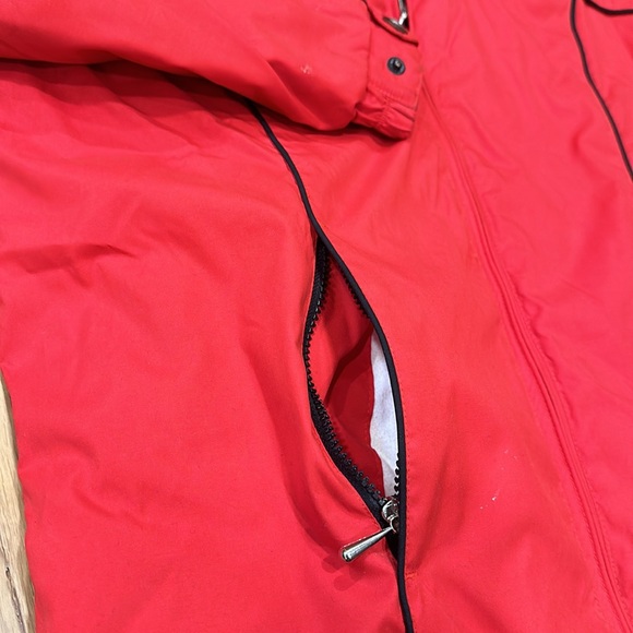 VTG Obermeyer Winter Coat Hidden Hood Jacket Red Black Womens 8 Petunia - Picture 10 of 14